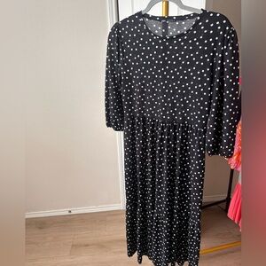 Zara Black and White Polka Dot Midi Dress